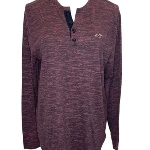 MENS HOLLISTER LONG SLEEVE HENLEY SHIRT